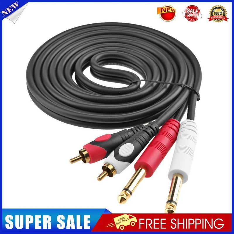 Dual 6.35mm to 2RCA Audio Cable DVD Mixer Connected Wire for Amplifier (2m)