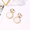 Round Metal Dangle Earrings Korean Geometric Heart Pendant Women Eardrop Jewe