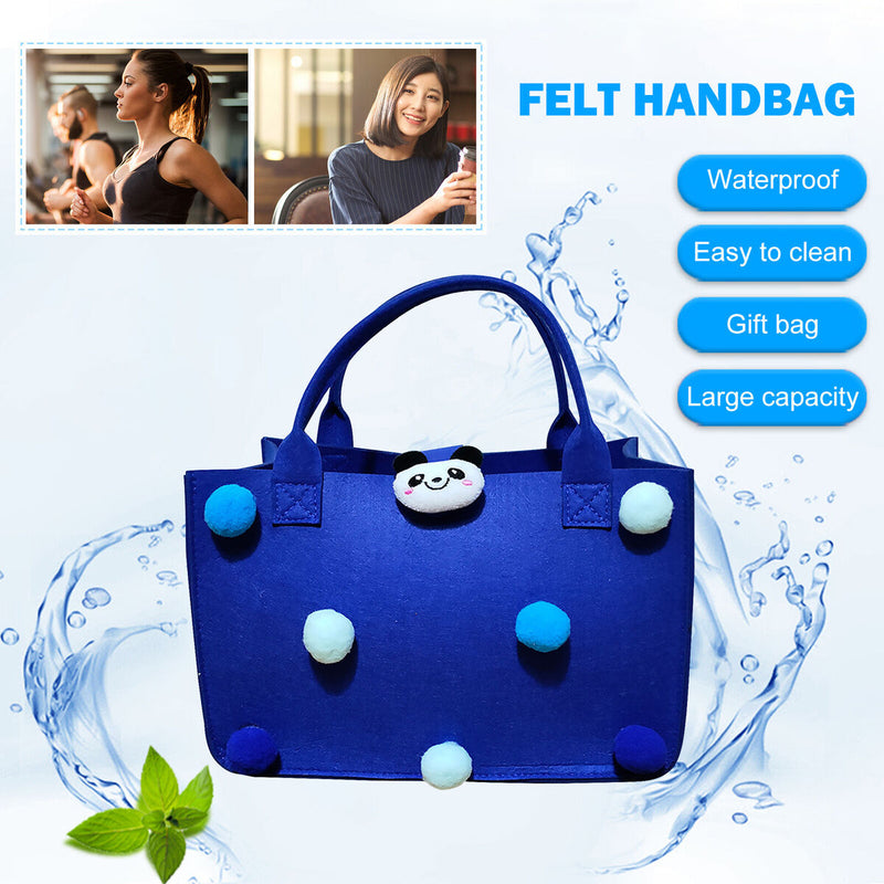 Felt Handbag - Felt Storage with Handles Cosmetics Storage Bag (Blue)