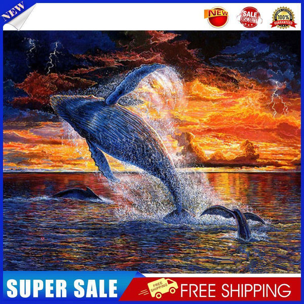 Whale Jumping out Water Oil Paint By Numbers Kit DIY Acrylic Painting Art