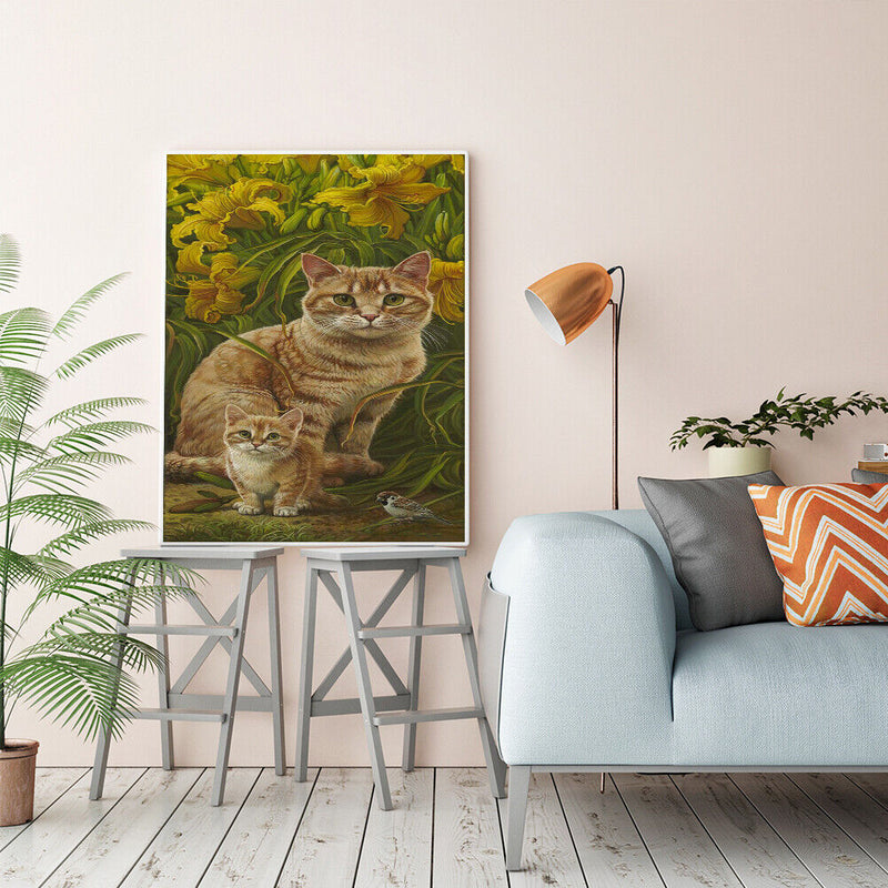 Cats Oil Paint By Numbers DIY Coloring Picture Kits for Adults Children Crafts