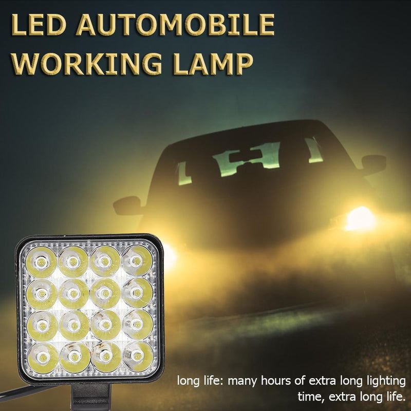 16LED Work Lamp 48W 2880LM 6500K Waterproof Square Car Truck Mini Spotlight