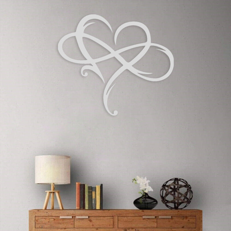 Metal Infinity Heart Art Love Wall Sign Decor for Living Room Home (White) Newly