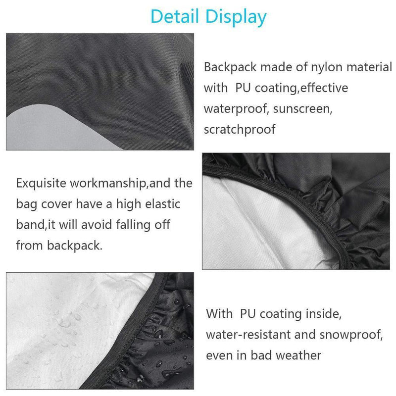 Waterproof Backpack Rain Cover Antislip Cross Buckle Strap (Black M)