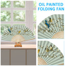 Bird Folding Fan DIY Handmade Oil Paint By Numbers Art Craft Fans
