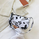 Retro Women Butterfly Leopard Zebra Cow Print Shoulder Bag Casual Underarm Bags