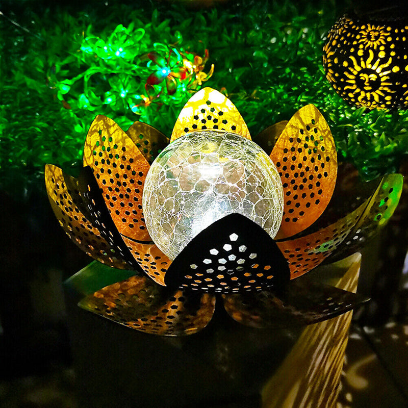 Solar LED Flower Light Artificial Hollow Lotus Garden Landscape Ornaments