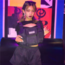 Punk Women Oxford Cloth Vest Bag Street Hip Hop Sport Solid Chest Shoulder Pa