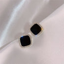 Beautiful Geometric Earrings Rhinestone Earring Stud Earrings Square Glaze