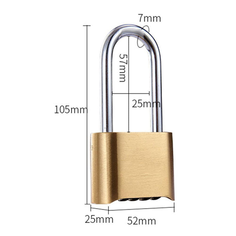 Waterproof Brass Padlock Four-Digit Combination Password Copper Lock (105mm
