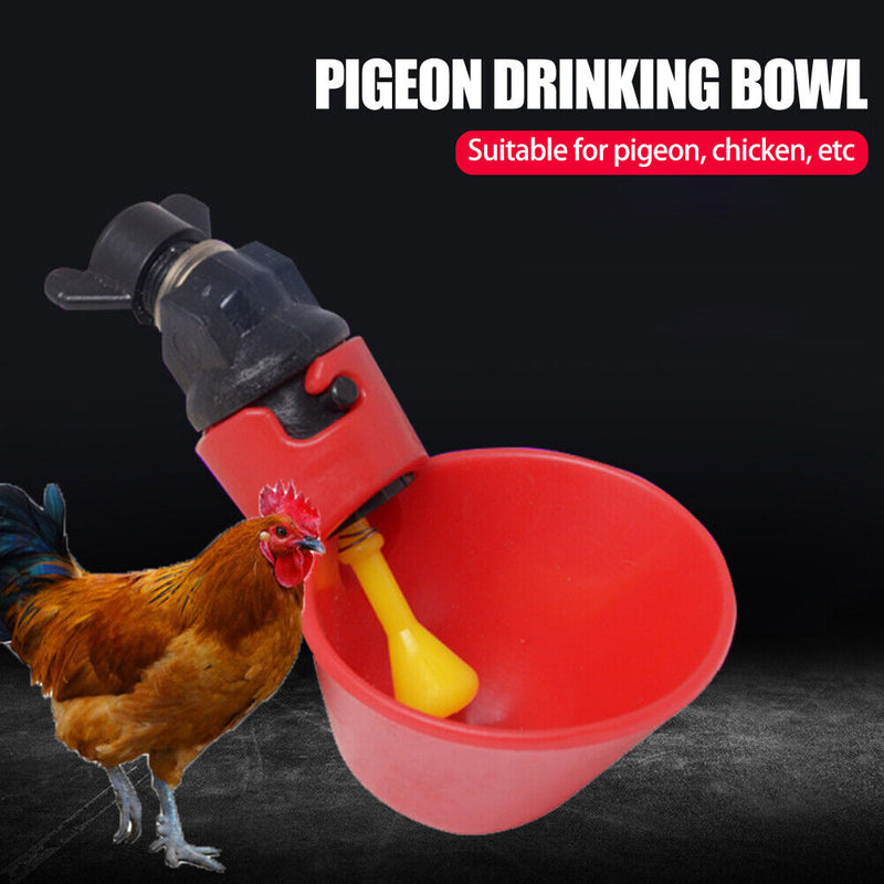 Pigeon Automatic Nipple Drinking Cup Quail Bird Chicken Drinker Bowl (Red) Newly