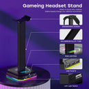 RGB Headset Stand with 3 USB 2.0 Ports Gaming PC Headphone Holder (Black) Newly