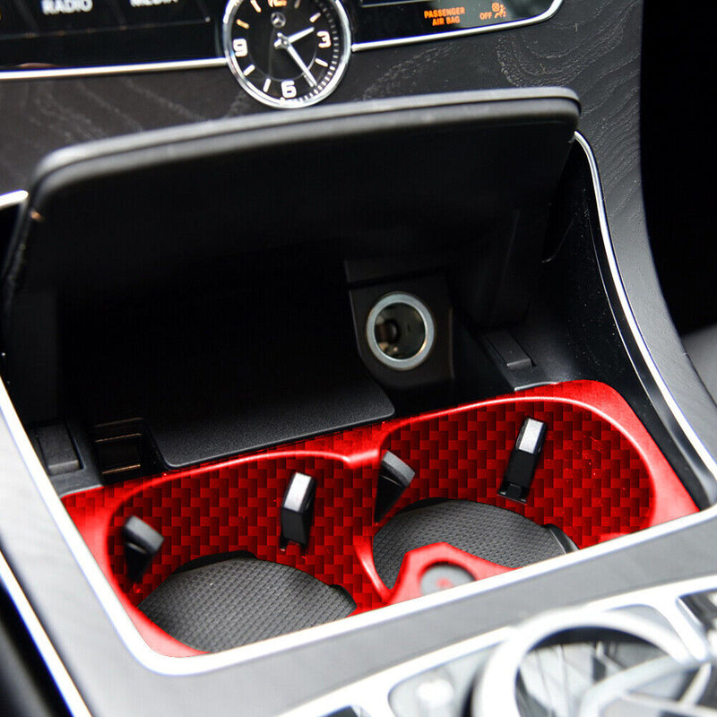 Car Center Console Water Cup Holder for Mercedes W205 (Red Carbon Fibre) Newly