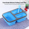 1350ml Silicone Rectangle Lunch Box Collapsible Bento Folding Bowl (Blue) Newly