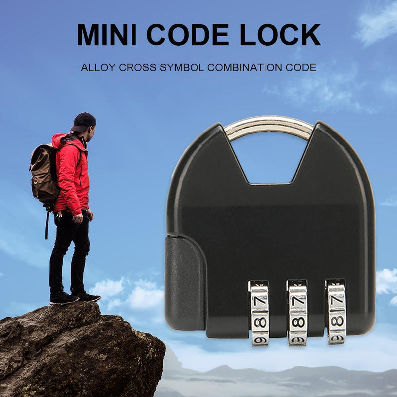 Mini 3-Digit Code Luggage Password Padlock Drawer Anti-Theft Lock (Black)