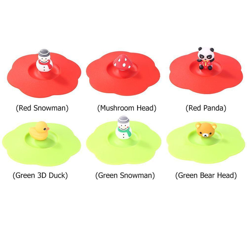 10pcs Torx Silicone Cup Cover Heat-resistant Reusable Cartoon (Red Snowman)