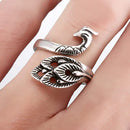 Household Crochet Loop Adjustable Knitting Women Alloy Opening Peafowl Ring