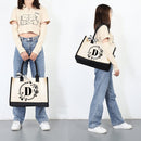 Fashion Canvas Handbag Letters Flower Portable Beach Shoulder Shopping Tote Bag