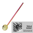 2 in 1 Reusable Drinking Straws Household Milk Tea Straw Spoon (Colorful) Newly