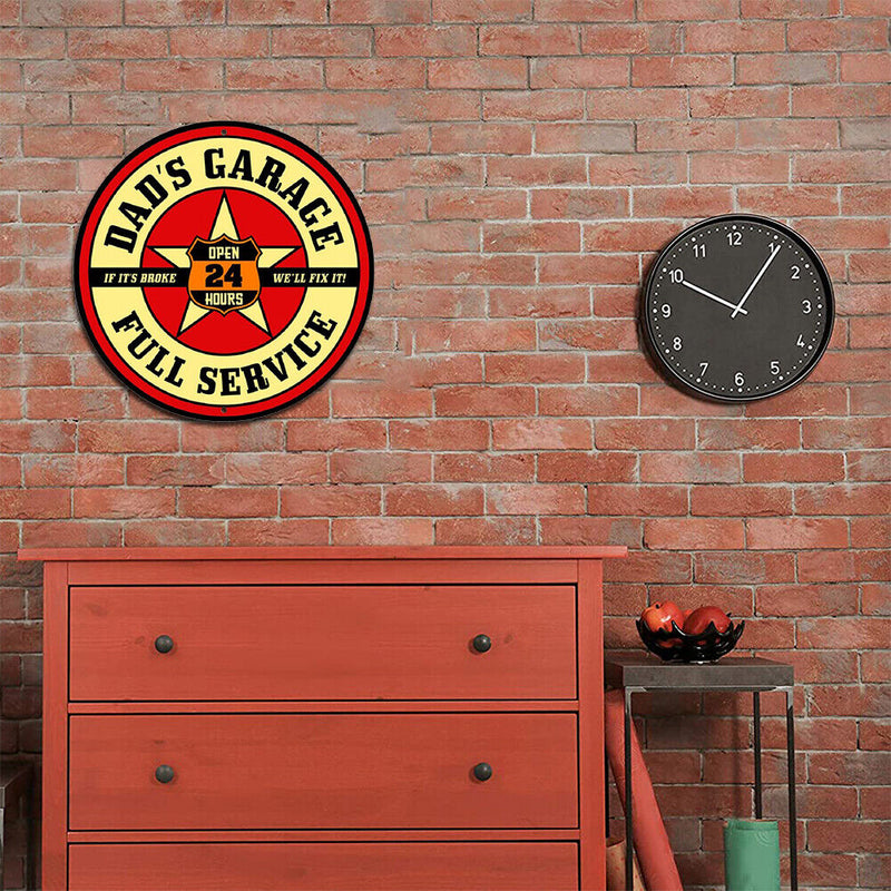 Round Garage Service Retro Metal Plate Tin Sign Plaque Poster Wall Decor