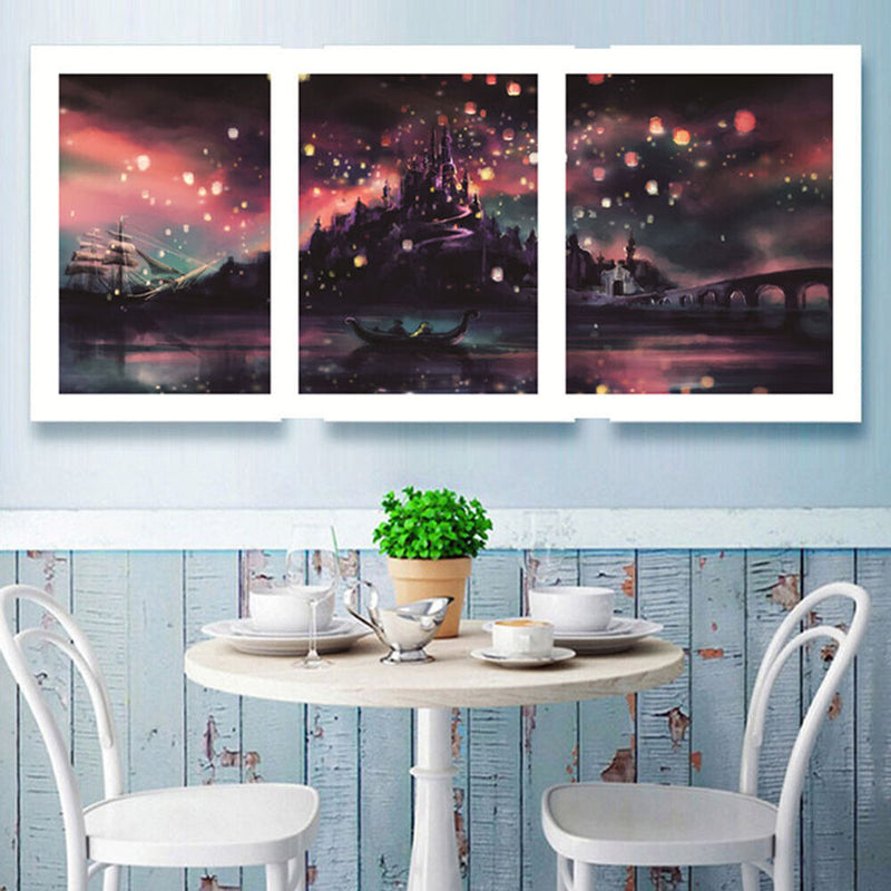 Night Ship 5D DIY Full Drill 3 Pictures Diamond Painting Embroidery Set