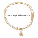 Women Stainless Steel  Chain Collar Statement Coin Pendant Punk Choker Necklace