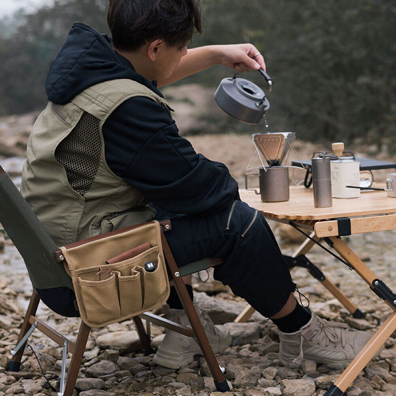 ShineTrip Camping Chair Side Bag Canvas Kermit Chair Armrest Storage Bags Pou