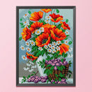 Full Cross Stitch 11CT Cotton Thread DIY Red Flower Printed Embroidery Kits