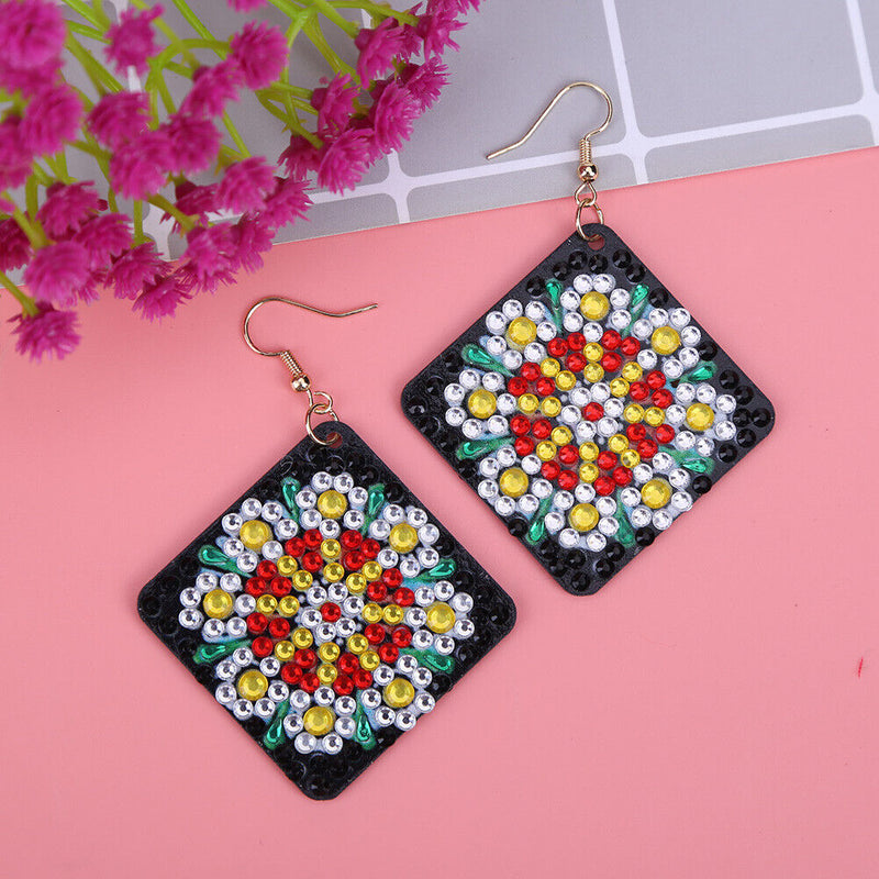 5D DIY Diamond Painting Earrings Double-sided Square Drop Earrings (RZ012) Newly