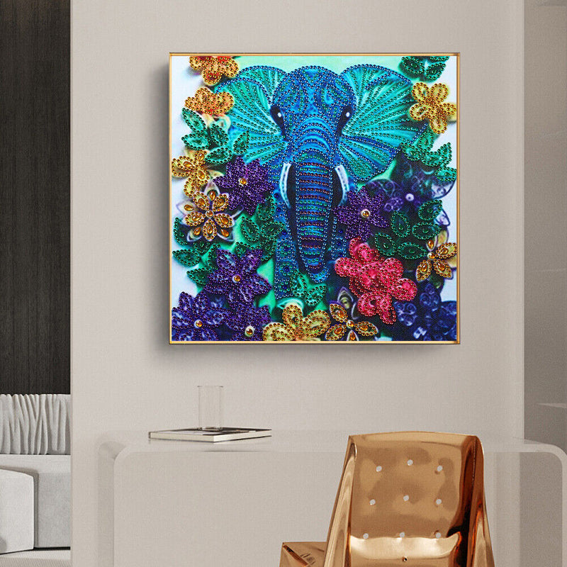Partial Drill 5D DIY Special Shaped Diamond Painting Flowers Elephant Kit