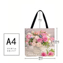 Flowers Printed Shoulder Shopping Bag Casual Large Tote Handbag