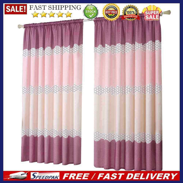 Geometry Semi Blackout Curtains Home Windows Tulle Sheer Drape (Purple Red