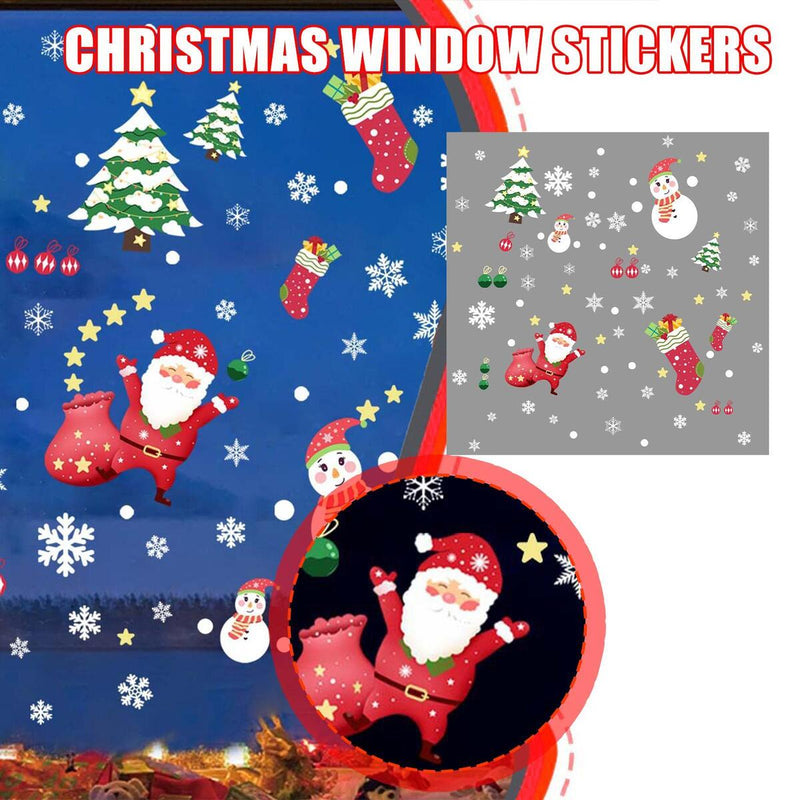 Christmas Santa Window Glass Stickers Mirror Stickers Snowflake Wall Door~