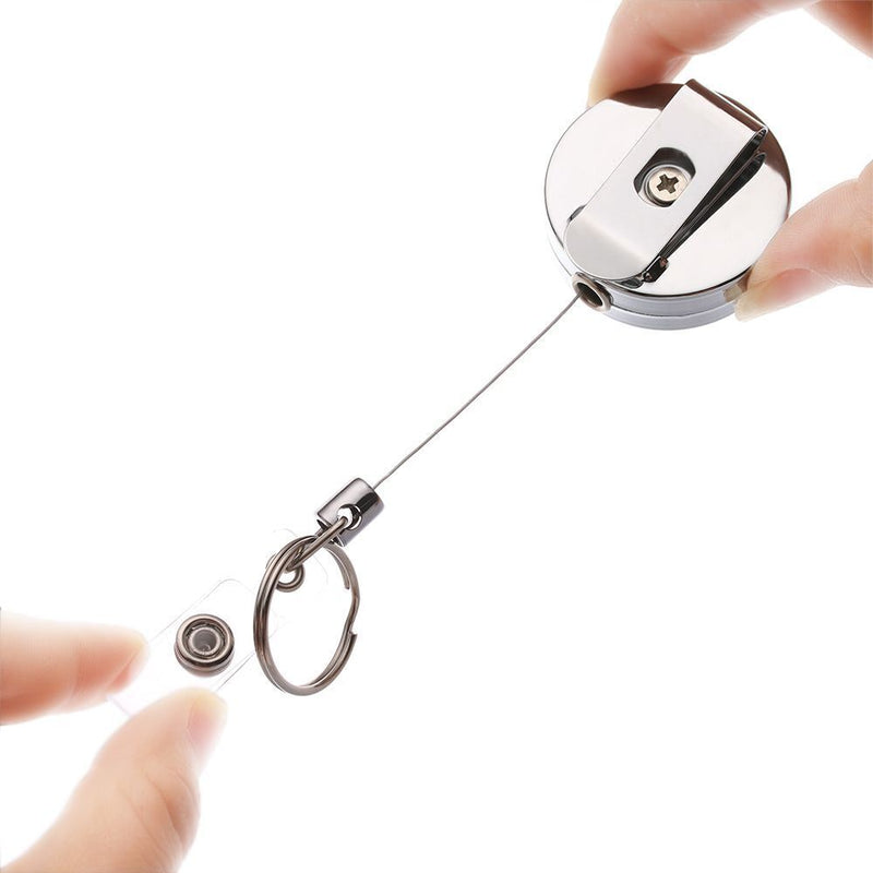 Stationery Metal Anti-Lost Clip Lanyards Badge Holder Key Ring Retractable