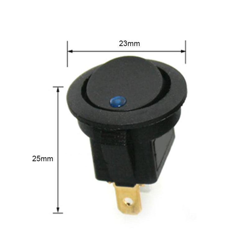 20A 12V 3 Pin Car Auto Boat On Off Round Dot LED Rocker Toggle Switch(Blue)