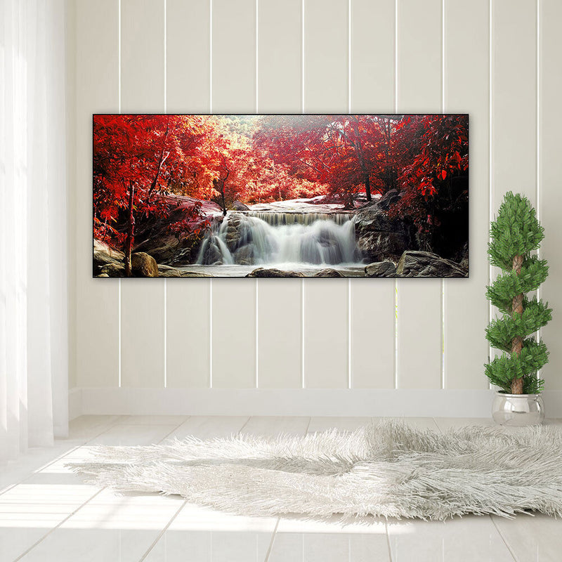Maple Forest Waterfall Oil Paint By Numbers Kits Picture DIY Gift for Adults Kid