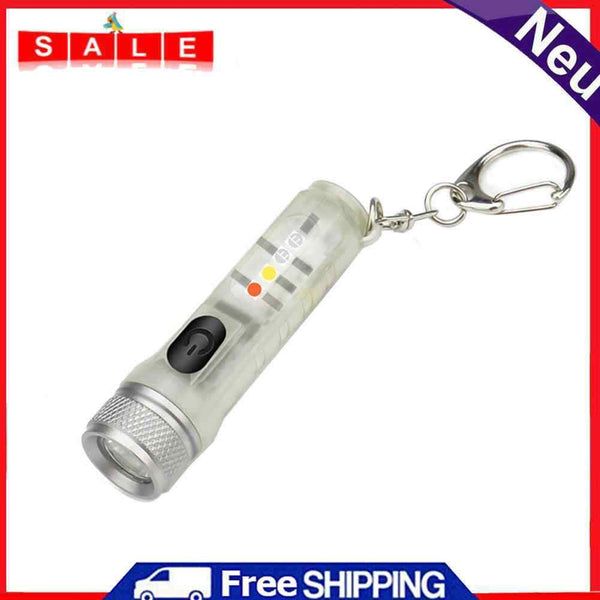 Mini Keychain Torch with Buckle USB Rechargeable EDC Flashlight (Fluorescent)