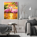 Frameless Oil Paint By Numbers Flamingo DIY Canvas Picture Craft for Home