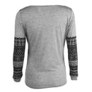 Women Patchwork Tees O-Neck Casual Loose Cotton Tops Long Sleeve T-Shirts/M
