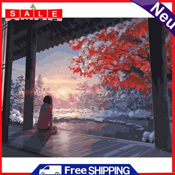 Oil Painting By Numbers Cherry Blossom Girl Picture Coloring Paints Home Decor