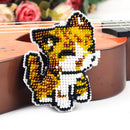 DIY Full Beads Cat Shape Printed Embroidery Keychains Cross Stitch Pendant Newly