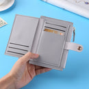 Women Fashion Solid Color Multi-slot Card Holder PU Leather Wallet (Gray)