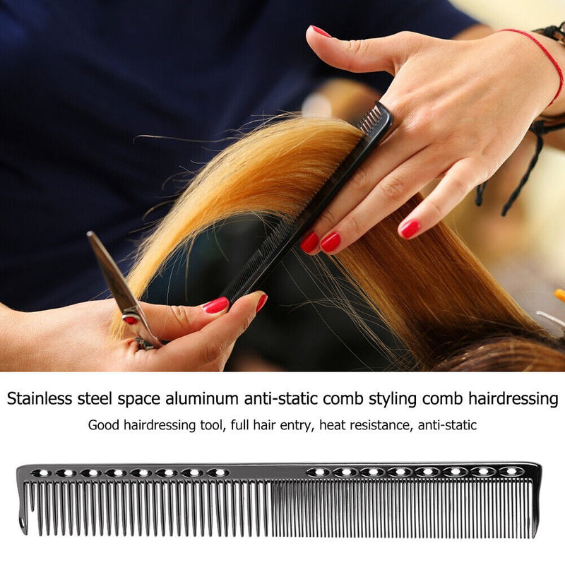 Aluminum Metal Anti-static Cutting Comb Hair Hairdressing Barbers Salon Com