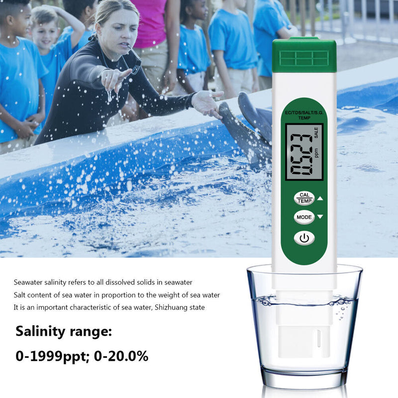 Water Quality Tester Pen EC S.G Salinity Temp Tester for Household Drinking