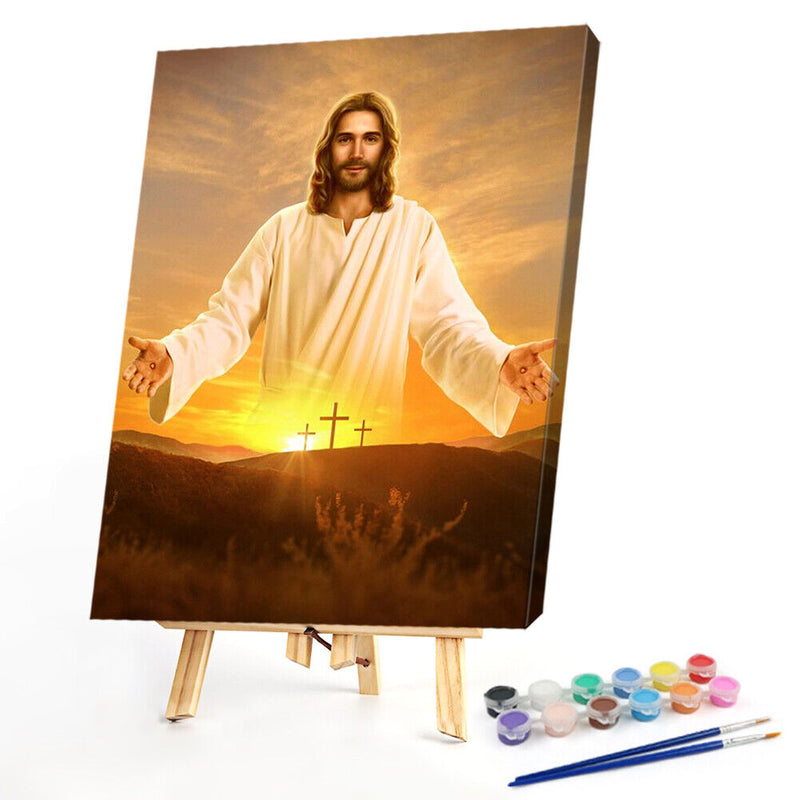 Frameless Oil Paint By Numbers Religious Jesus DIY Canvas Picture Craft