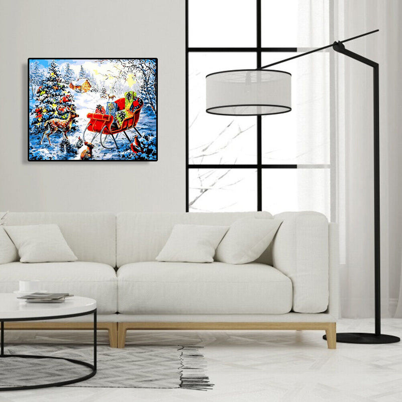 Oil Painting By Numbers Kits Elk in Snow DIY Hand Painted Color Modern Drawing
