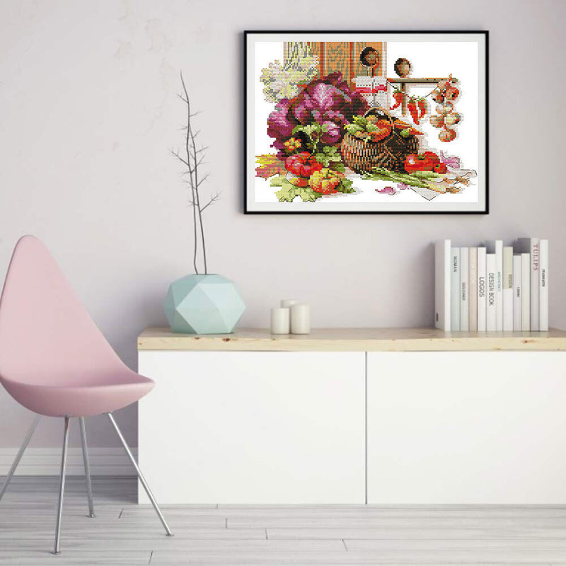 Partial Cross Stitch 14CT DIY Harvest Printed Embroidery Kits Hanging Painting