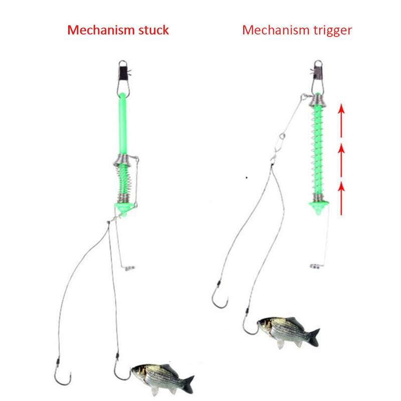 Automatic Fishing Hook Stainless Steel Spring Fishhook Bait Ejection Tackles