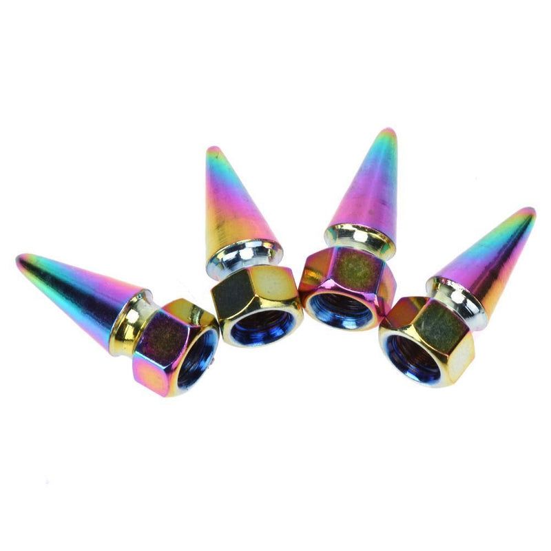 4pcs CNC Rainbow Color Car Wheel Tyre Tire Valve Stem Caps Dust Covers Newly