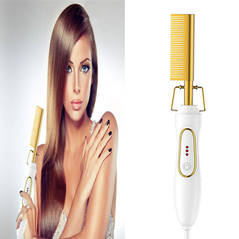 2 in 1 Hair Straightener Curler Electric Heating Comb Hairdressing Styling Tool